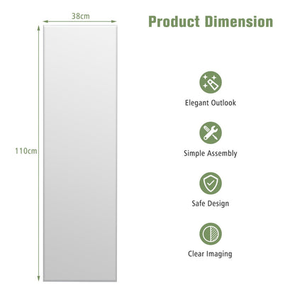 Full-Length 110x38cm Frameless Mirror with Beveled Edge for Home Decor