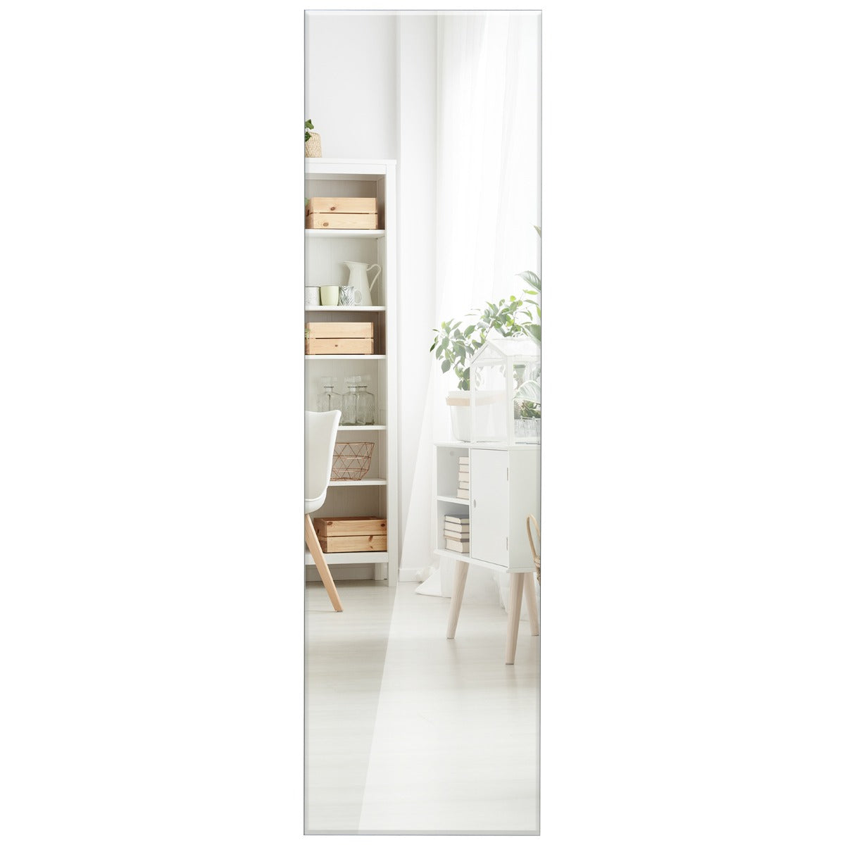 Full-Length 110x38cm Frameless Mirror with Beveled Edge for Home Decor