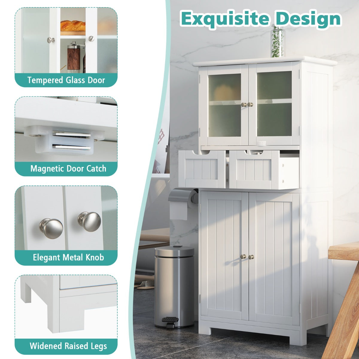 5-layer Freestanding Floor Cabinet for Bath
