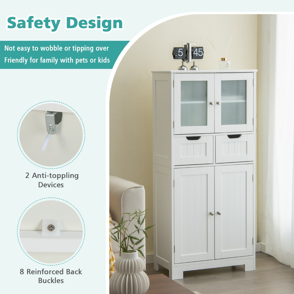 5-layer Freestanding Floor Cabinet for Bath