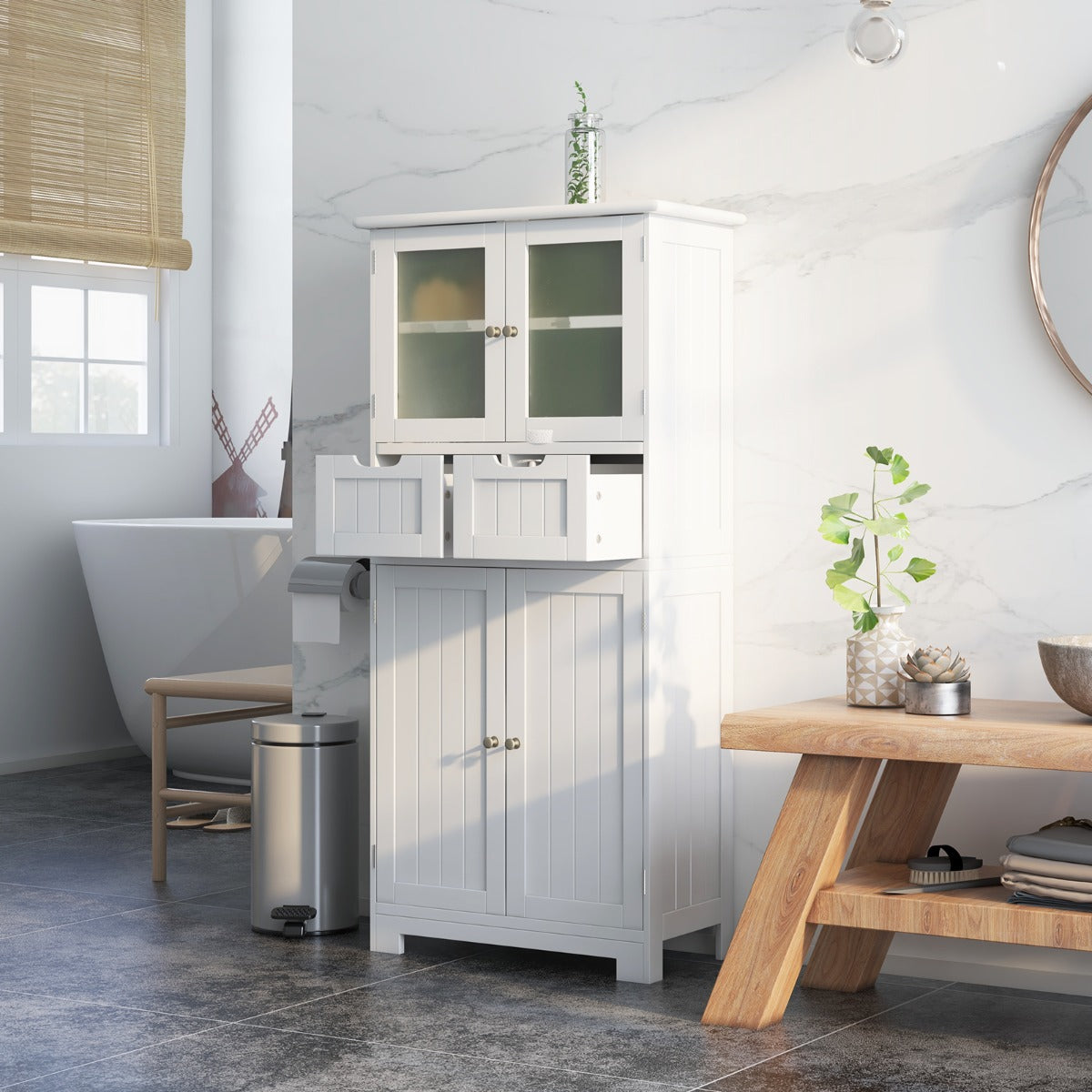 5-layer Freestanding Floor Cabinet for Bath