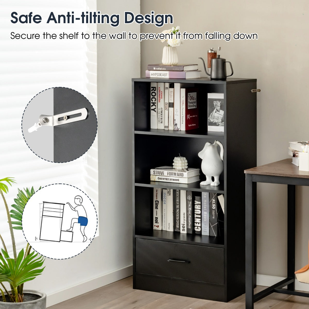 Detailed instructions and numbered parts make assembly of the storage shelf more convenient