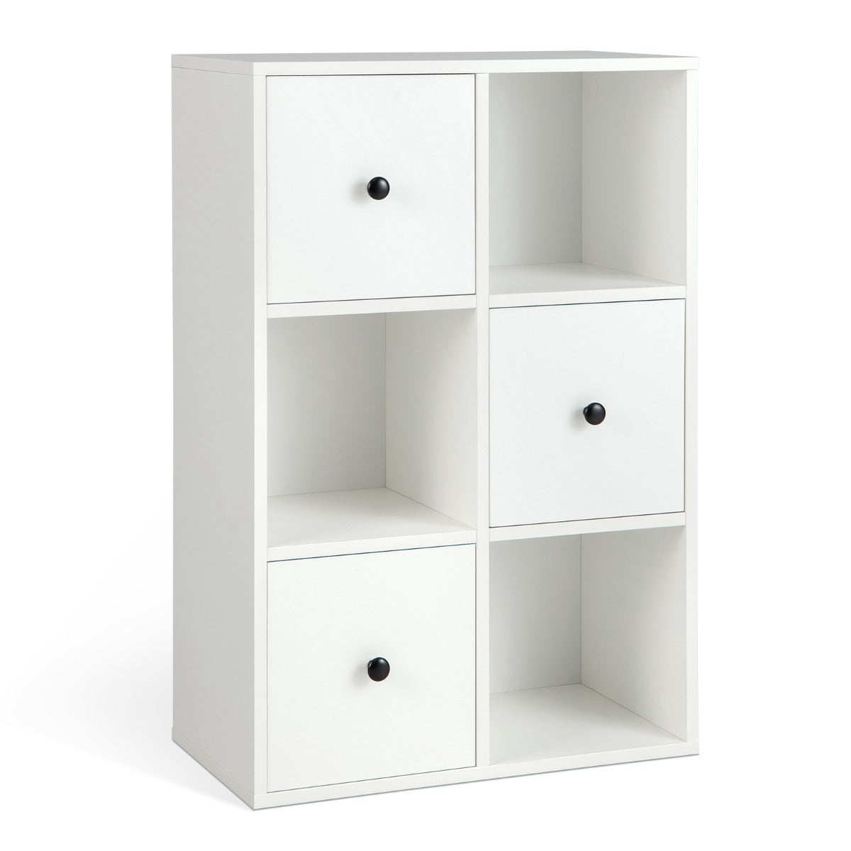 3-Tier Bookshelf with 3 Cubes &amp; 3 Drawers for Office-White