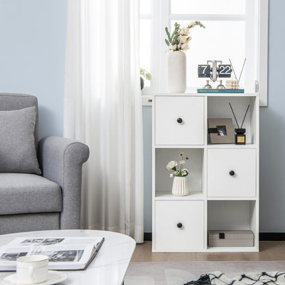 3-Tier Bookshelf with 3 Cubes &amp; 3 Drawers for Office-White