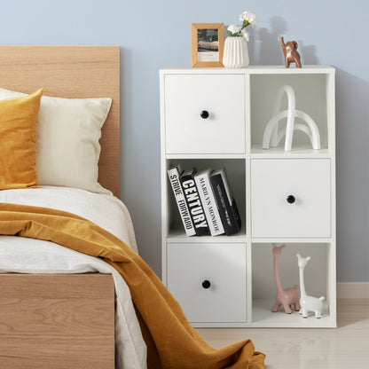 3-Tier Bookshelf with 3 Cubes &amp; 3 Drawers for Office-White
