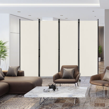 1.73m 4-Panel Folding Room Divider with Lockable Wheels-White