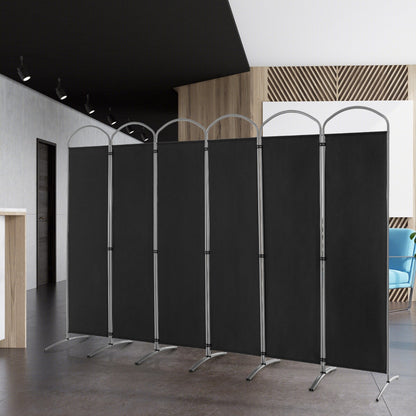 6 Panel Folding Privacy Screen for Home and Office-Black