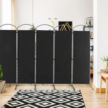 6 Panel Folding Privacy Screen for Home and Office-Black