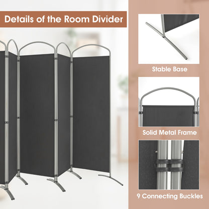 6 Panel Folding Privacy Screen for Home and Office-Grey