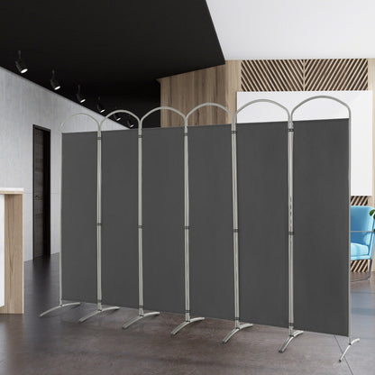 6 Panel Folding Privacy Screen for Home and Office-Grey