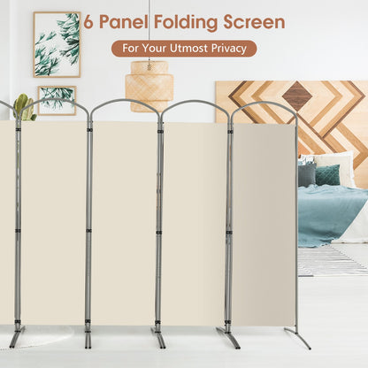 6 Panel Folding Privacy Screen for Home and Office-White