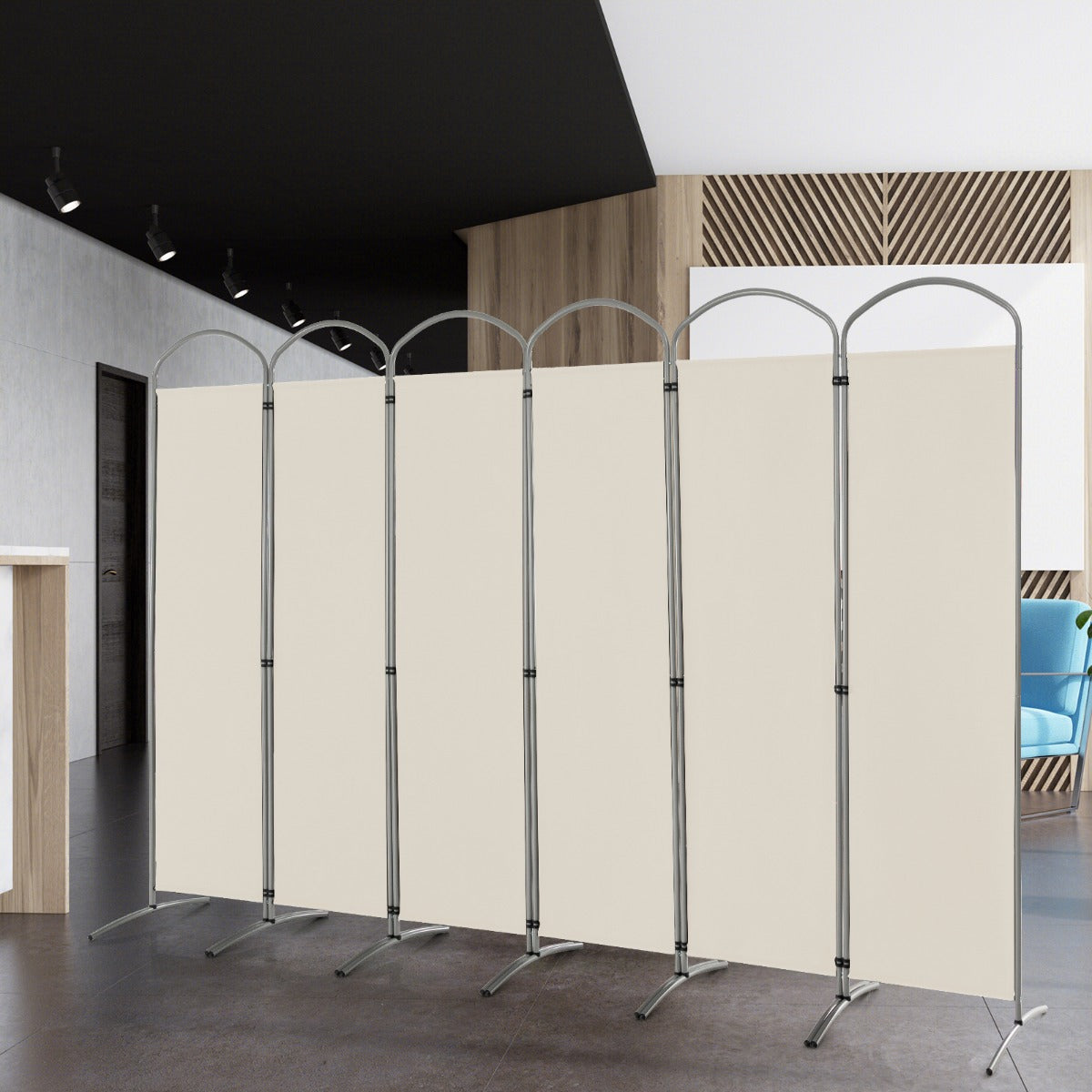 6 Panel Folding Privacy Screen for Home and Office-White