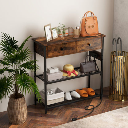 Console Table with Charging Station for Living Room/Entry