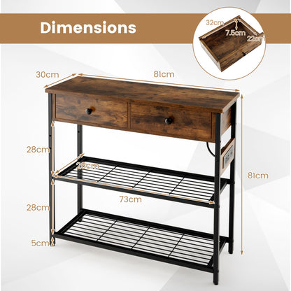 Console Table with Charging Station for Living Room/Entry