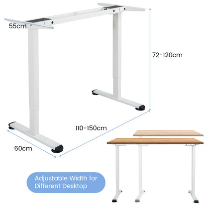 Electric Dual-Motor Stand up Desk Frame with Memory Controller for Home Office-White