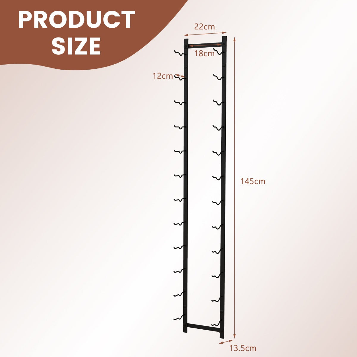 Rust-proof Metal Wall Mounted Wine Rack for 6/9/12 Bottles-12 Bottles