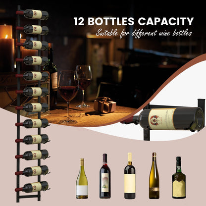 Rust-proof Metal Wall Mounted Wine Rack for 6/9/12 Bottles-12 Bottles