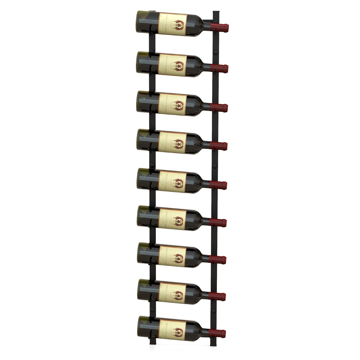 Rust-proof Metal Wall Mounted Wine Rack for 6/9/12 Bottles-9 Bottles