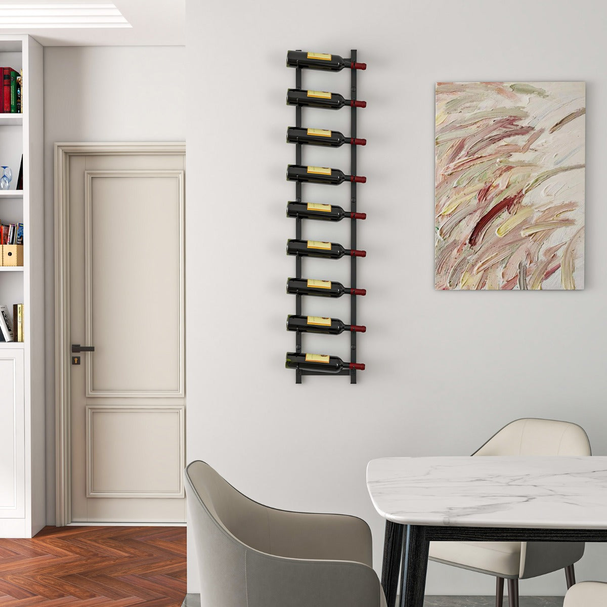 Rust-proof Metal Wall Mounted Wine Rack for 6/9/12 Bottles-9 Bottles