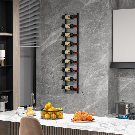 Rust-proof Metal Wall Mounted Wine Rack for 6/9/12 Bottles-9 Bottles