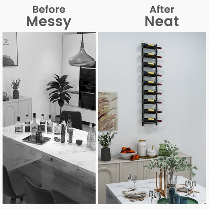 Rust-proof Metal Wall Mounted Wine Rack for 6/9/12 Bottles-9 Bottles
