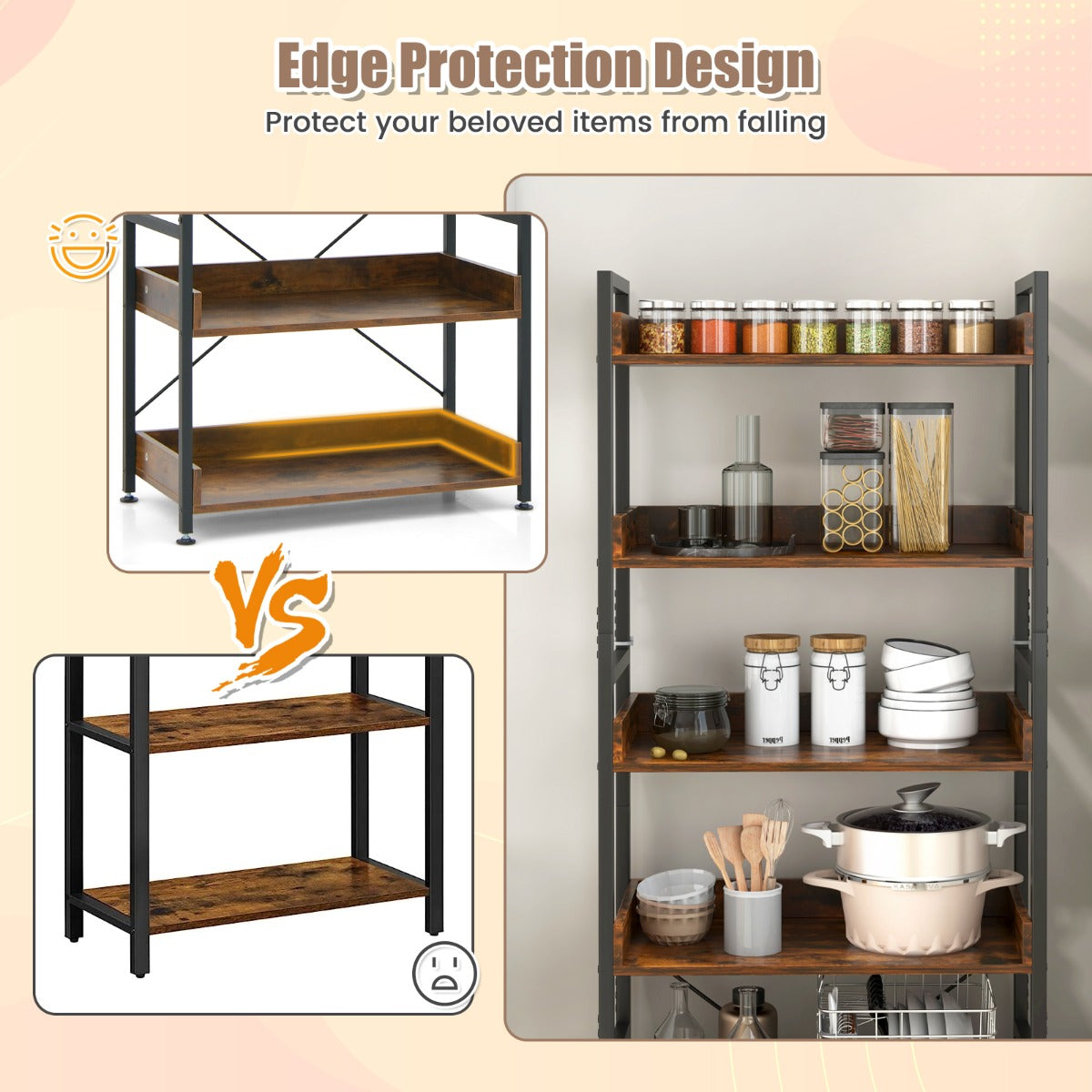 6-Tier ndustrial Bookcase with Metal Frame for Garage/Living Room