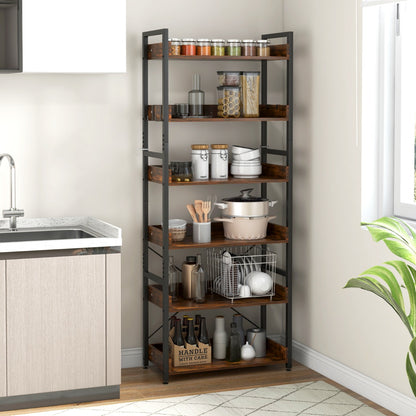 6-Tier ndustrial Bookcase with Metal Frame for Garage/Living Room