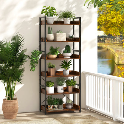 6-Tier ndustrial Bookcase with Metal Frame for Garage/Living Room