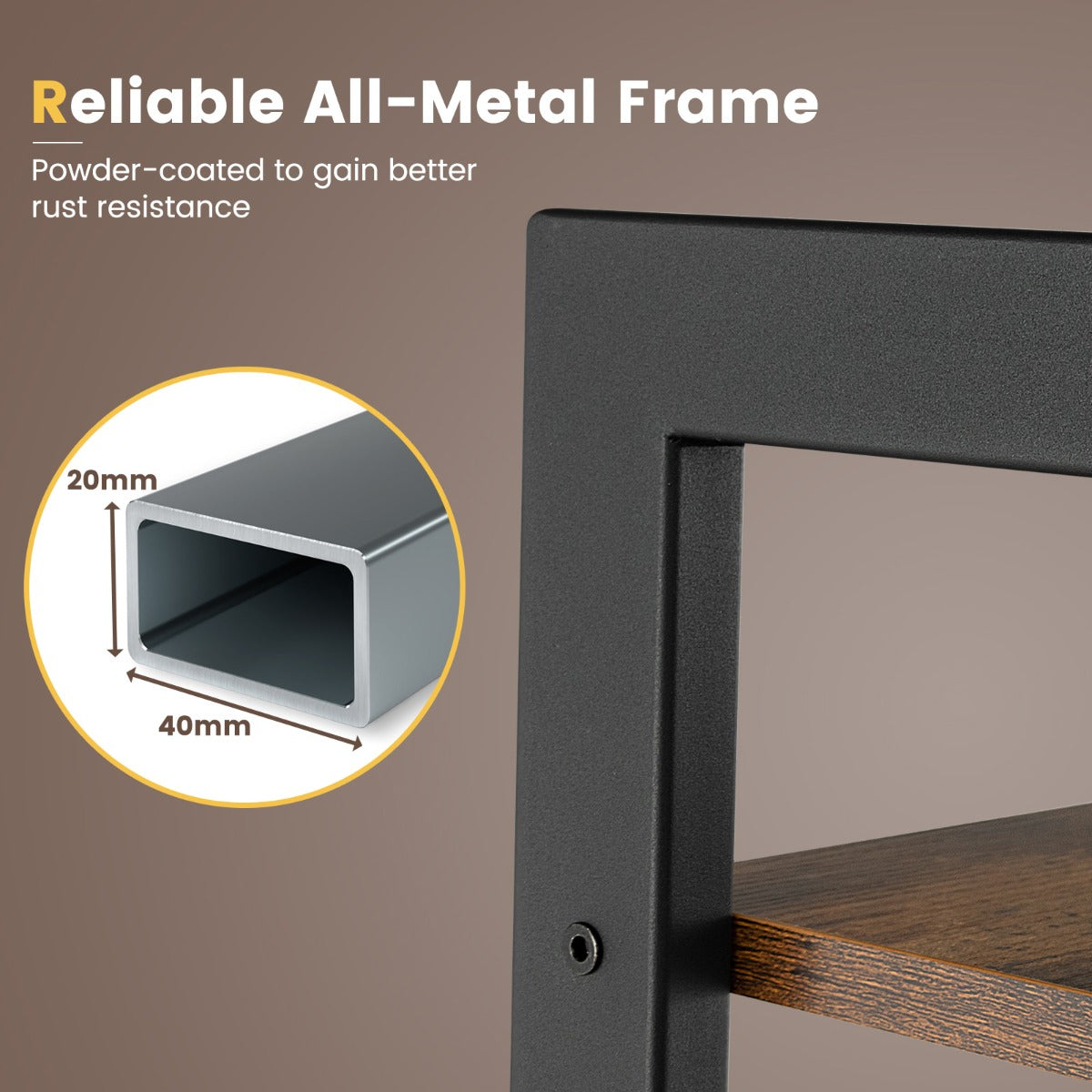 4-Tier Industrial Display Shelf with Metal Frame for Home/Office-Coffee