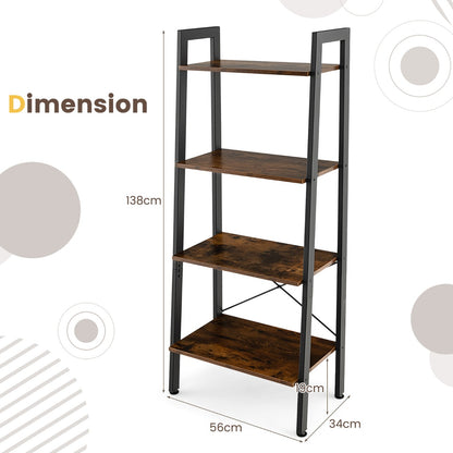 4-Tier Industrial Display Shelf with Metal Frame for Home/Office-Coffee