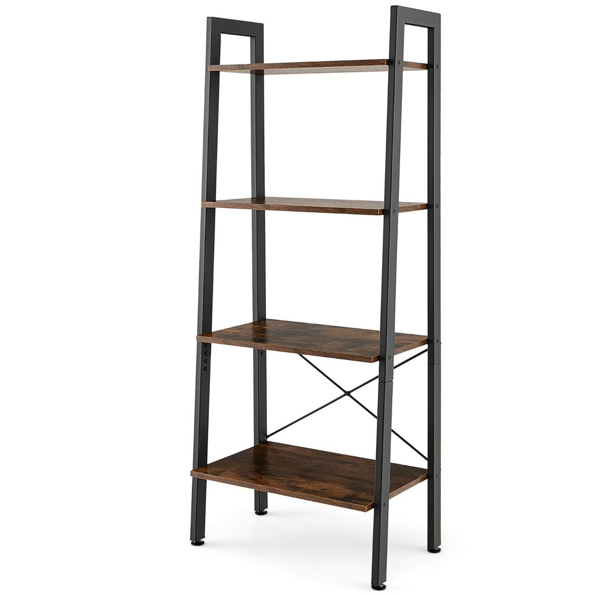 4-Tier Industrial Display Shelf with Metal Frame for Home/Office-Coffee