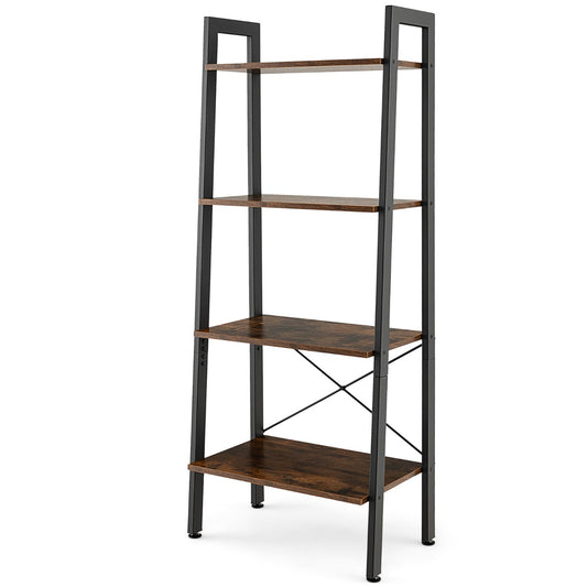 4-Tier Industrial Display Shelf with Metal Frame for Home/Office-Coffee