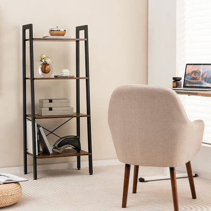 4-Tier Industrial Display Shelf with Metal Frame for Home/Office-Coffee