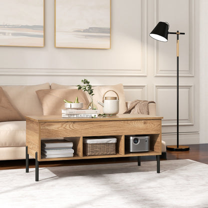 Lift Top Coffee Table with Hidden Compartment & 3 Open Cubbies