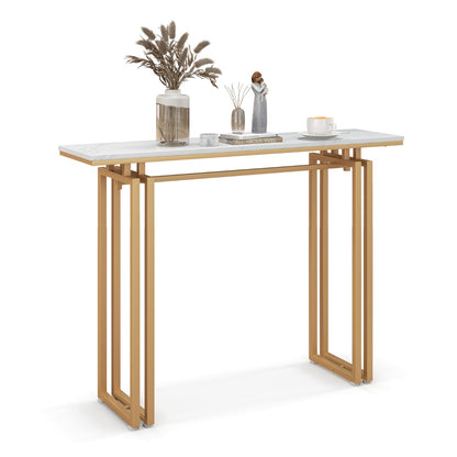 110cm Faux Marble Console Table with Sturdy Metal Legs-Golden