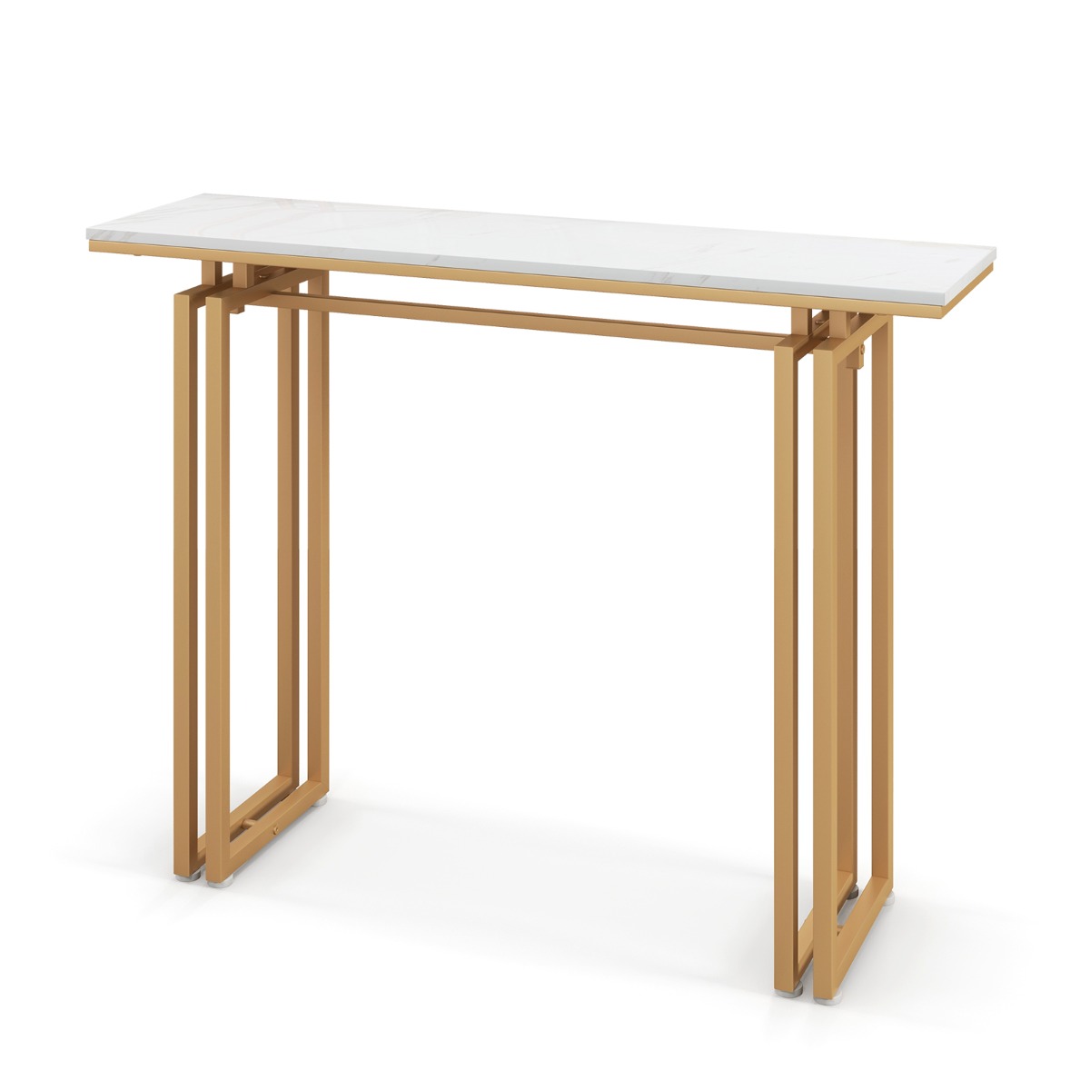 110cm Faux Marble Console Table with Sturdy Metal Legs-Golden
