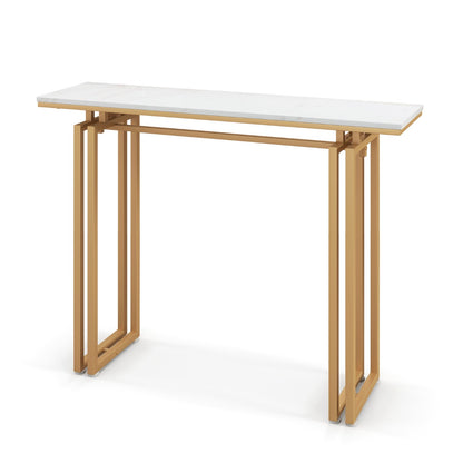 110cm Faux Marble Console Table with Sturdy Metal Legs-Golden