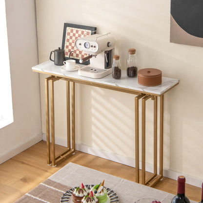 110cm Faux Marble Console Table with Sturdy Metal Legs-Golden