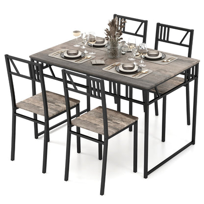 5 Piece Dining Table Set with Wood Like Tabletop and Metal Frame for Kitchen/Dining Room