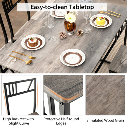 5 Piece Dining Table Set with Wood Like Tabletop and Metal Frame for Kitchen/Dining Room