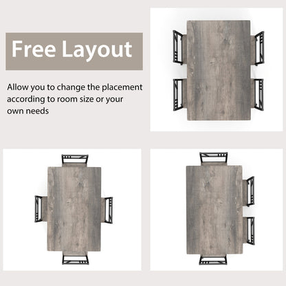 5 Piece Dining Table Set with Wood Like Tabletop and Metal Frame for Kitchen/Dining Room