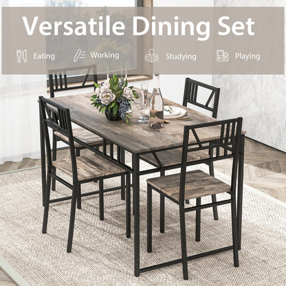 5 Piece Dining Table Set with Wood Like Tabletop and Metal Frame for Kitchen/Dining Room