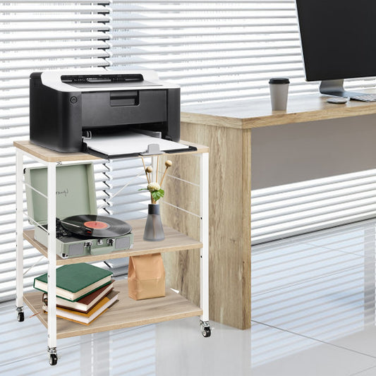 Costway 3-Layer Stand Cart with Hooks for Office/Living Room