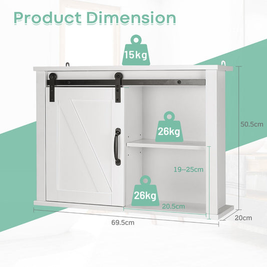 White wall-mounted bathroom cabinet adds modern farmhouse style to bathrooms, kitchens, laundry rooms and living spaces