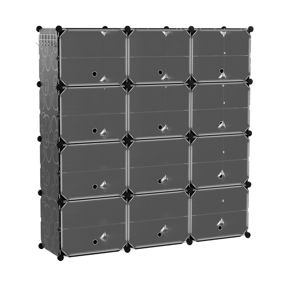 12-Cube Shoe Storage Cabinet with Removable Shelf for Hallway-Black