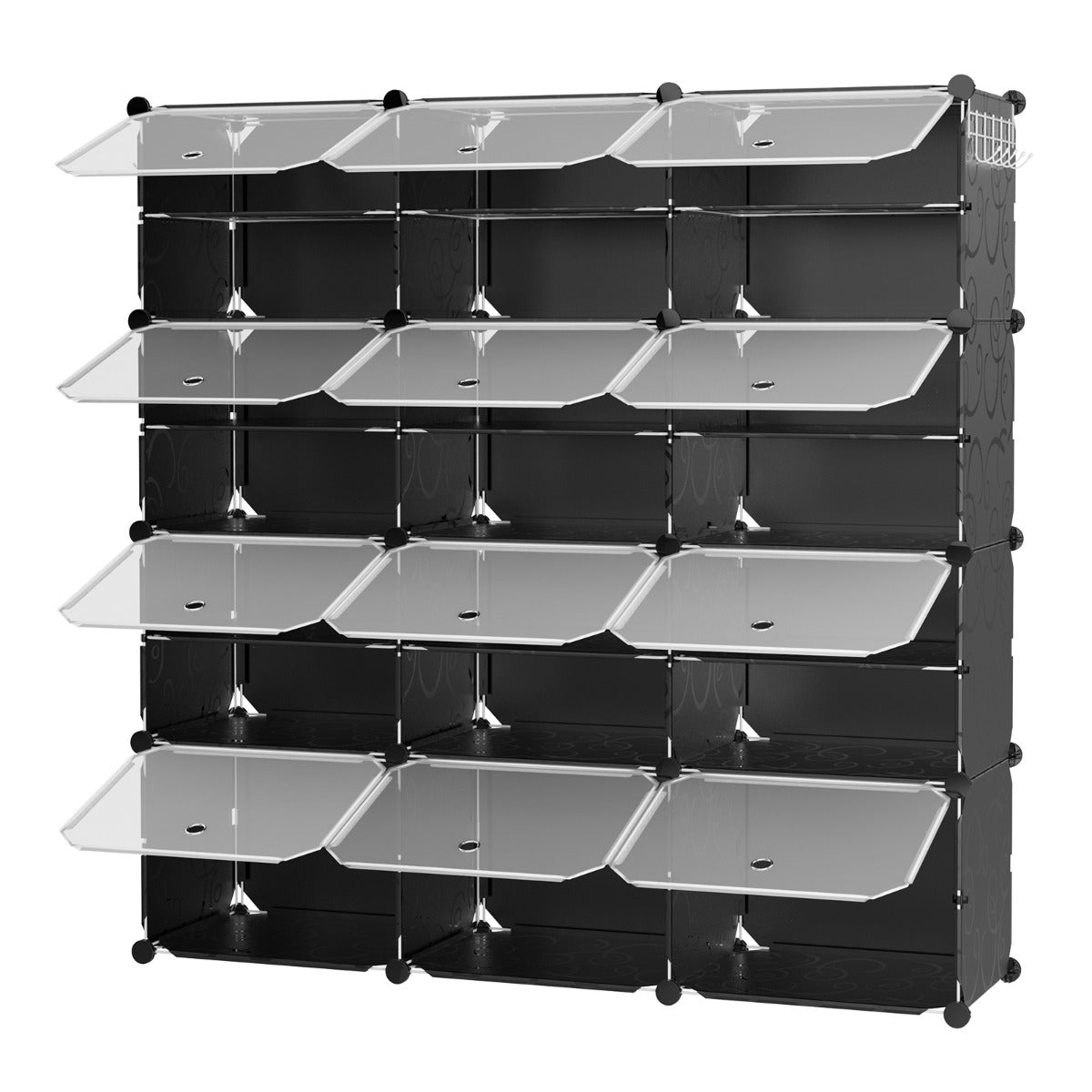 12-Cube Shoe Storage Cabinet with Removable Shelf for Hallway-Black