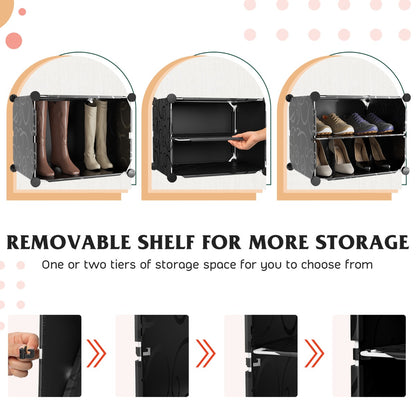 12-Cube Shoe Storage Cabinet with Removable Shelf for Hallway-Black