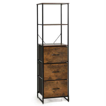 Costway 3-Drawer Bookshelf with Anti-toppling Device for Living Room, Office