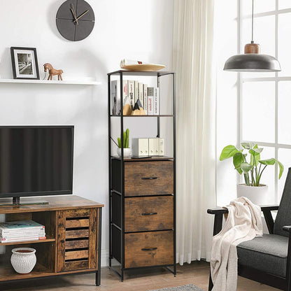 Costway 3-Drawer Bookshelf with Anti-toppling Device for Living Room, Office