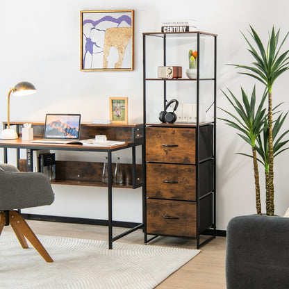 Costway 3-Drawer Bookshelf with Anti-toppling Device for Living Room, Office
